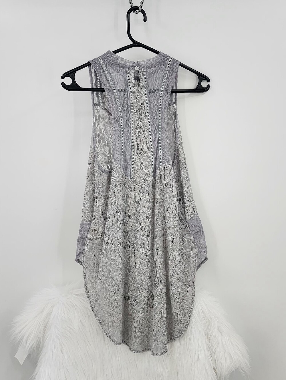 Free People Modern Dot Tank Top, Hi - Low Lace Tank, Size XS - Picture 6 of 11